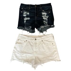 American Eagle Hi-Rise Shortie & 905 Boyfriend Distressed Shorts Lot Size 6